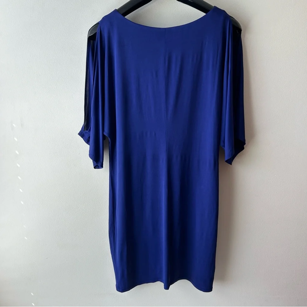5 FOR $25 |Trina Turk Cold Shoulder Sleeves Knee Length Midi Dress Royal Blue 6 - Picture 9 of 11